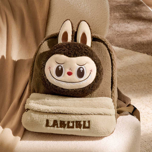 Pop Mart Classic Bag Series-LABUBU Berber Fleece Backpack (Brown)